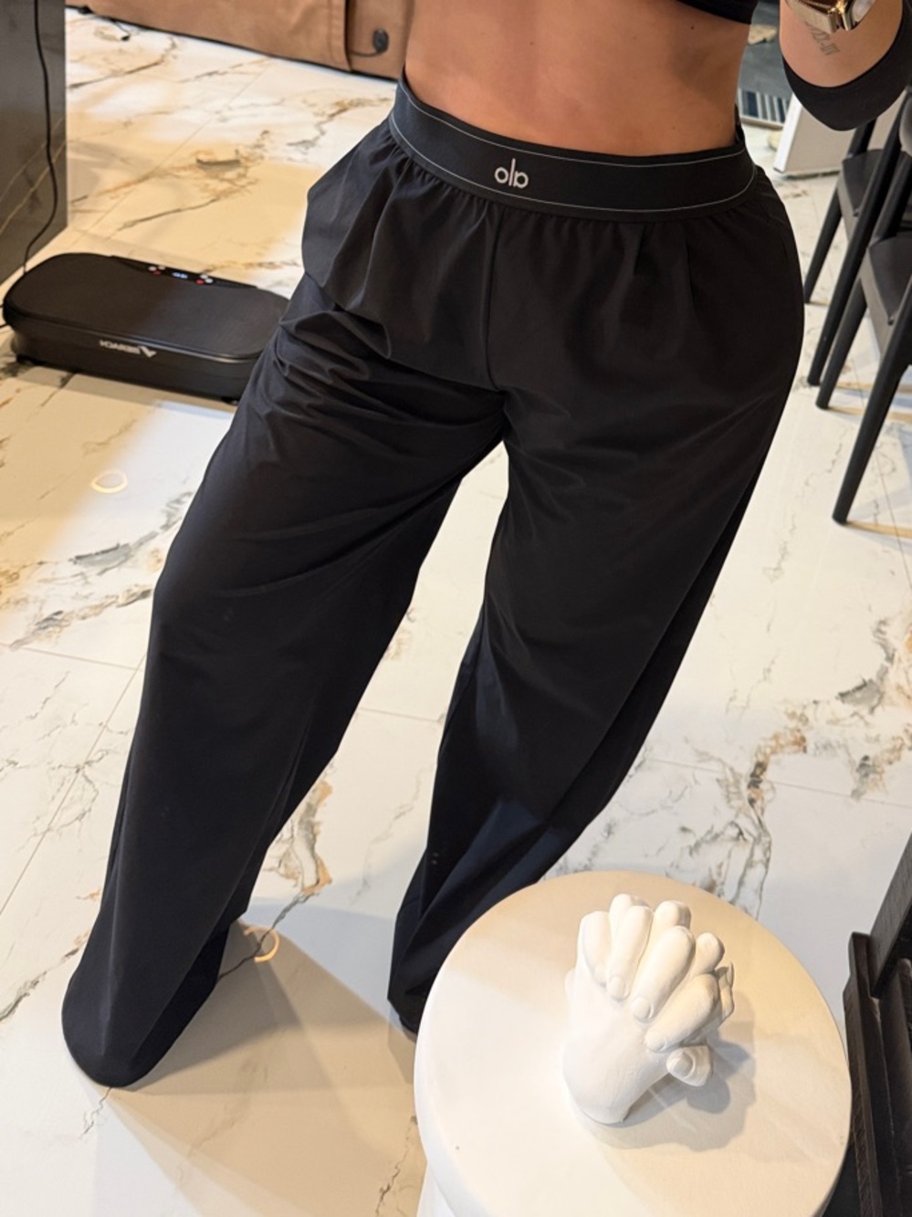 ALO Yoga Black Wide-Leg Trousers